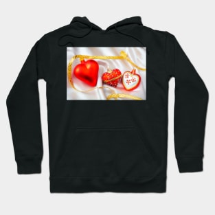 Three Red Christmas Hearts Hoodie